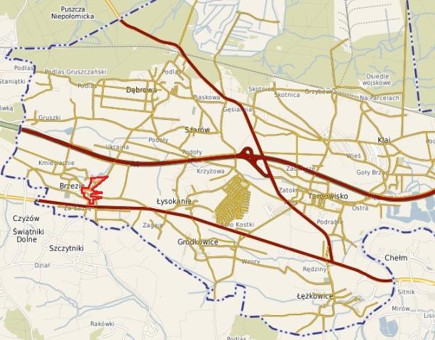 Rysunek 4 Obszar rewitalizacji na terenie Gminy Kłaj,