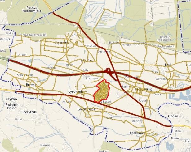 Rysunek 10 Obszar rewitalizacji w obrębie Gminy Kłaj