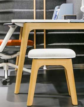 The solid wooden form of the base, which looks very light, adds a unique character to a space and makes the surroundings more attractive to employees.