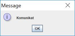 Wprowadzanie danych: okna dialogowe 5 Do pokazania wyników w okienku komunikatów możemy użyć statycznej metody showmessagedialog z klasy JOptionPane z pakietu javax.swing. Zapis: JOptionPane.