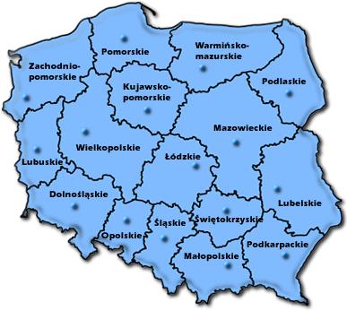 Mapa 1. Obecny podział administracyjny terytorium Rzeczypospolitej Polskiej na województwa 4.4. Akty prawne w zakresie objętym 4.4.1. Akty prawne stanowiące podstawę dla rejestracji gospodarstw 1) ustawa z dnia 11 marca 2004 r.