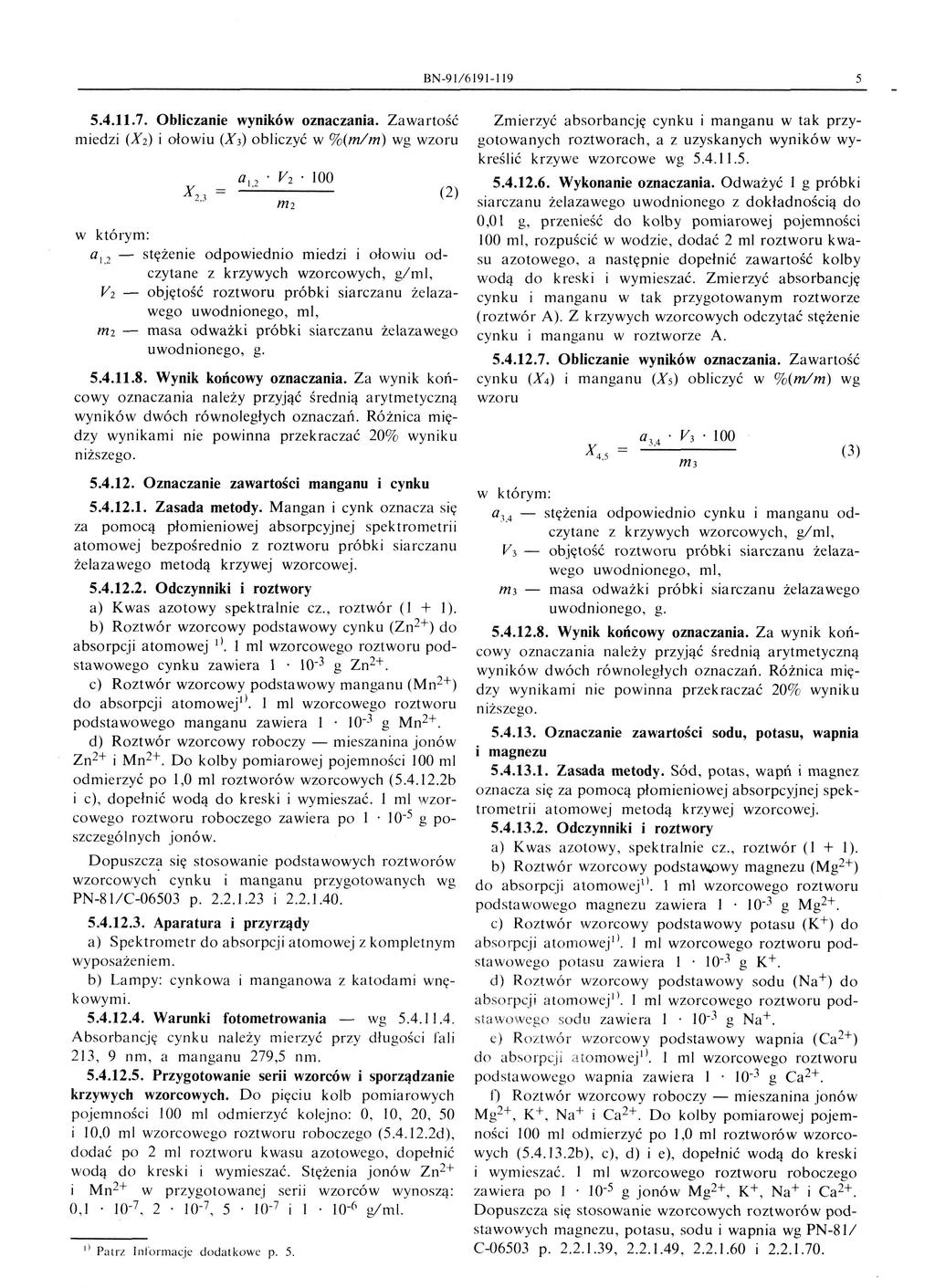 BN-91/6191-119 5 5.4.11.7. Obliczanie wyników oznaczania.
