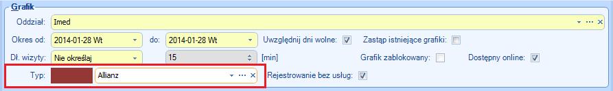 wybrać Poradnię lekarza rodzinnego; Podczas tworzenia grafiku istnieje także możliwość określenia jakiego będzie on typu.