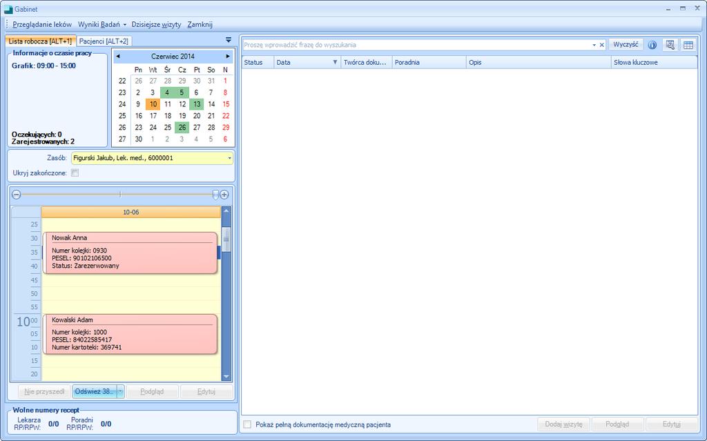 Rysunek 36. Okno główne modułu Gabinet. Rysunek 37.