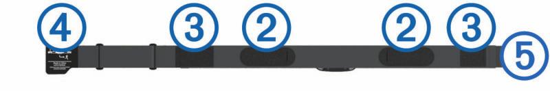 3 Owiń pasek wokół klatki piersiowej i umieść haczyk paska Ã w pętli Ä. UWAGA: Etykieta nie powinna być odgięta. Loga firmy Garmin powinny być zwrócone prawą stroną do góry.