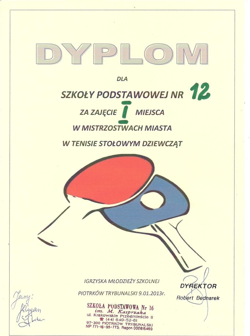 Najlepsza z nich okazała się Wiktoria, która zajęła V miejsce. 9 stycznia 2013 w Szkole Podstawowej nr 16 im. M.