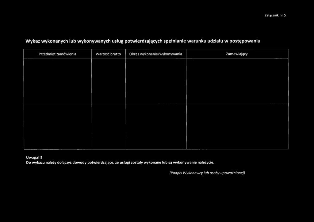 !! Do wykazu należy dołączyć dowody potwierdzające, że