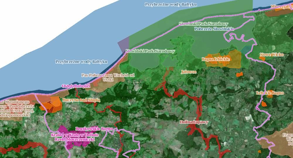 Rys. 8. Mapa obszarów chronionych na obszarze objętym planem Źródło: geoserwis.gdos.gov.pl, dostęp: 31.01.2016 r.