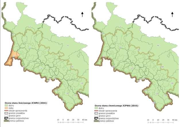 Ryc. 6 Ocena stanu ilościowego i chemicznego JCWPd. Opracowanie własne na podstawie danych GUGiK oraz PIG-PIB.