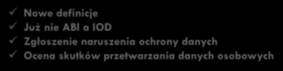 17 Zmiany Nowe definicje Już nie ABI a IOD Zgłoszenie