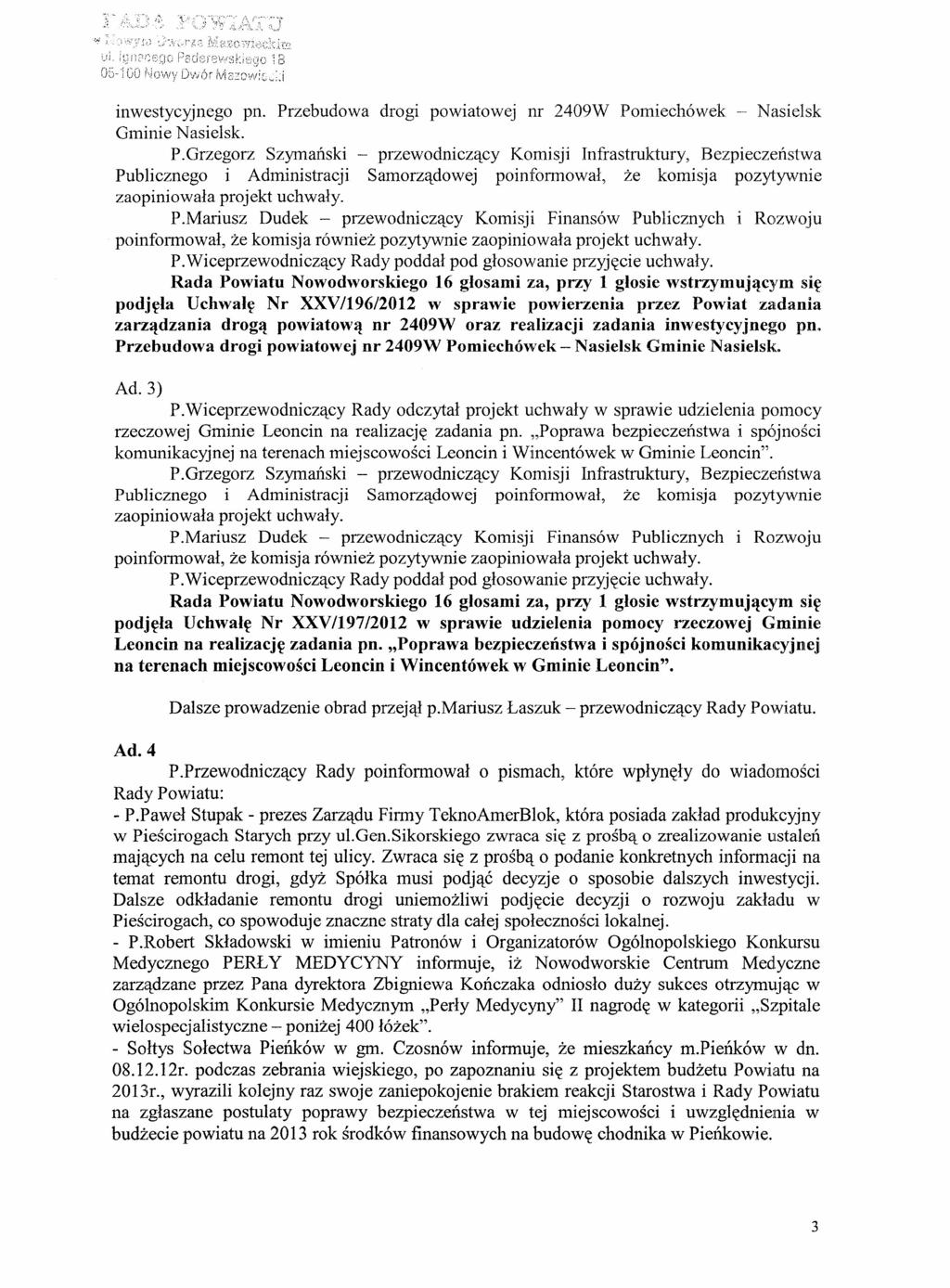 ...,.. inwestycyjnego pn. Pr