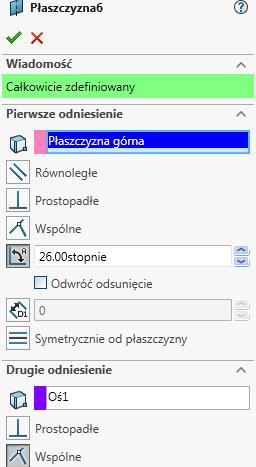 Jako odniesienie wybierz Płaszczyznę Górną z