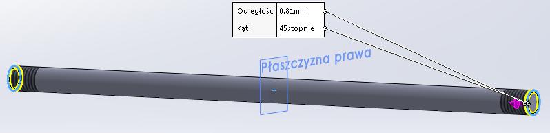 Zaznacz dwie zewnętrzne krawędzi walca i nadaj im fazkę o głębokości 0,81mm
