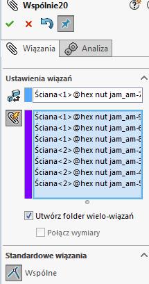Wybierz w oknie dialogowym rozmiar M5 i przeciągaj je na powierzchnie walcowe wkrętów.
