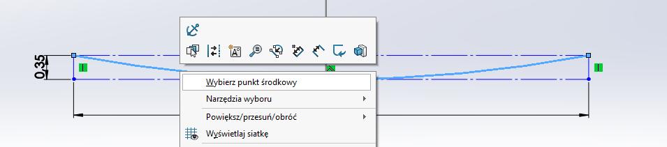 Krok 4: Kliknij Łuk trzypunktowy na pasku narzędzi szkic i narysuj łuk między dwoma