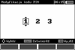5. Kursorami ustawić żądany kod. Taki sam kod należy wpisać w programie komputerowym. Ma on służyć zabezpieczeniu transmisji. 6.