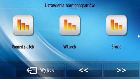 Menu sterownika ST-2805p Ustawienia harmonogramów Regulator #1.. #8 Ustawienia temperatur Regulator #1.