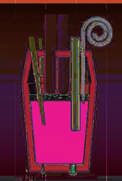 . Technological smelting and secondary steel refining line with a ladle decarburisation station with argon blowing through a gas-permeable fitting at the bottom of the ladle.