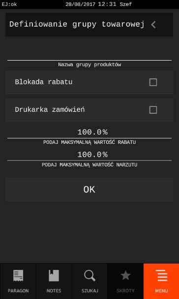 Wybrany towar zostanie wykasowany po ostatecznym zatwierdzeniu wykonania operacji. W przypadku wyboru do kasowania wolnej pozycji w bazie towarowej na wyświetlaczu pojawi się odpowiedni komunikat.
