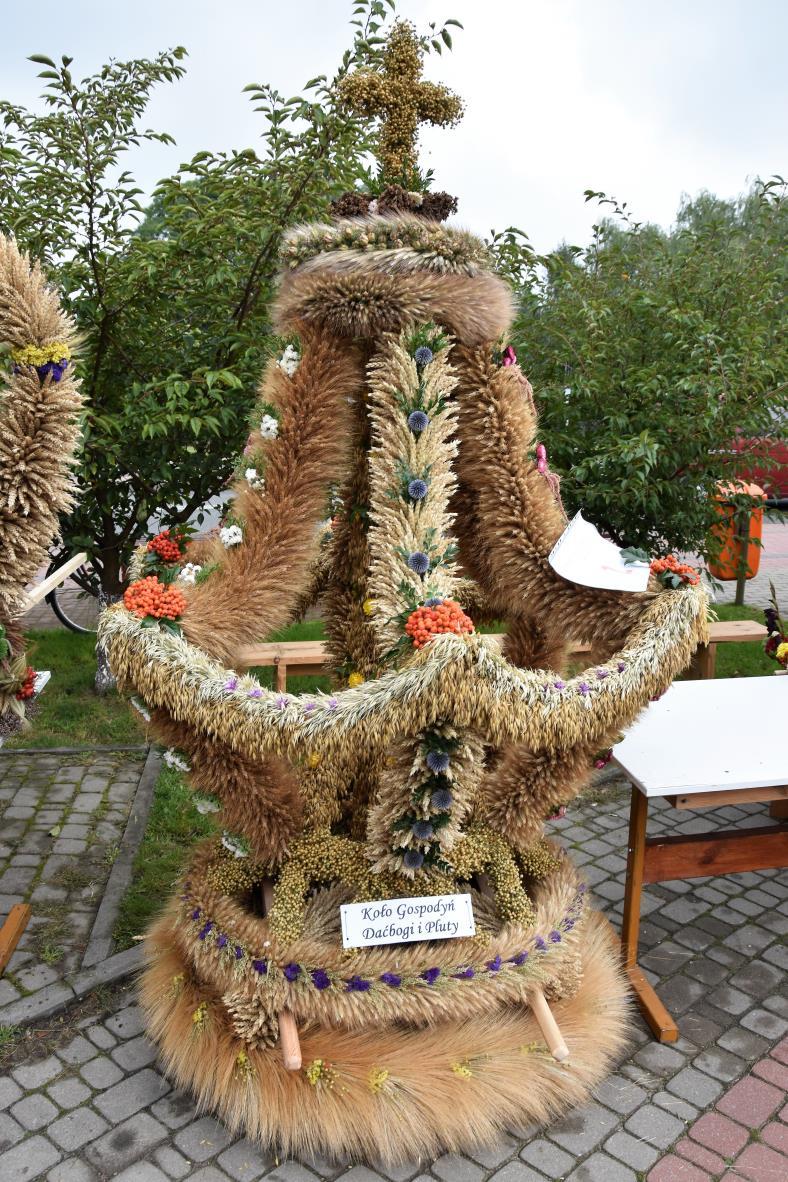 III miejsce Koło Gospodyń Wiejskich Daćbogi - Pluty Koło gospodyń Daćbogi - Pluty przynosi wieniec dożynkowy w kształcie korony.