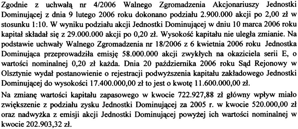 943.378,00 z³. Szczegó³y transakcji zawarto w nocie 8 informacji dodatkowych do sprawozdania [mangowego. 1.