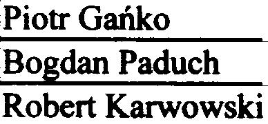 Piotr Gañko BogdanPaduch RobertKarwowski SekretarzRadyNadzorczej od 14.09.2006 r. do 21.03.2006 T.