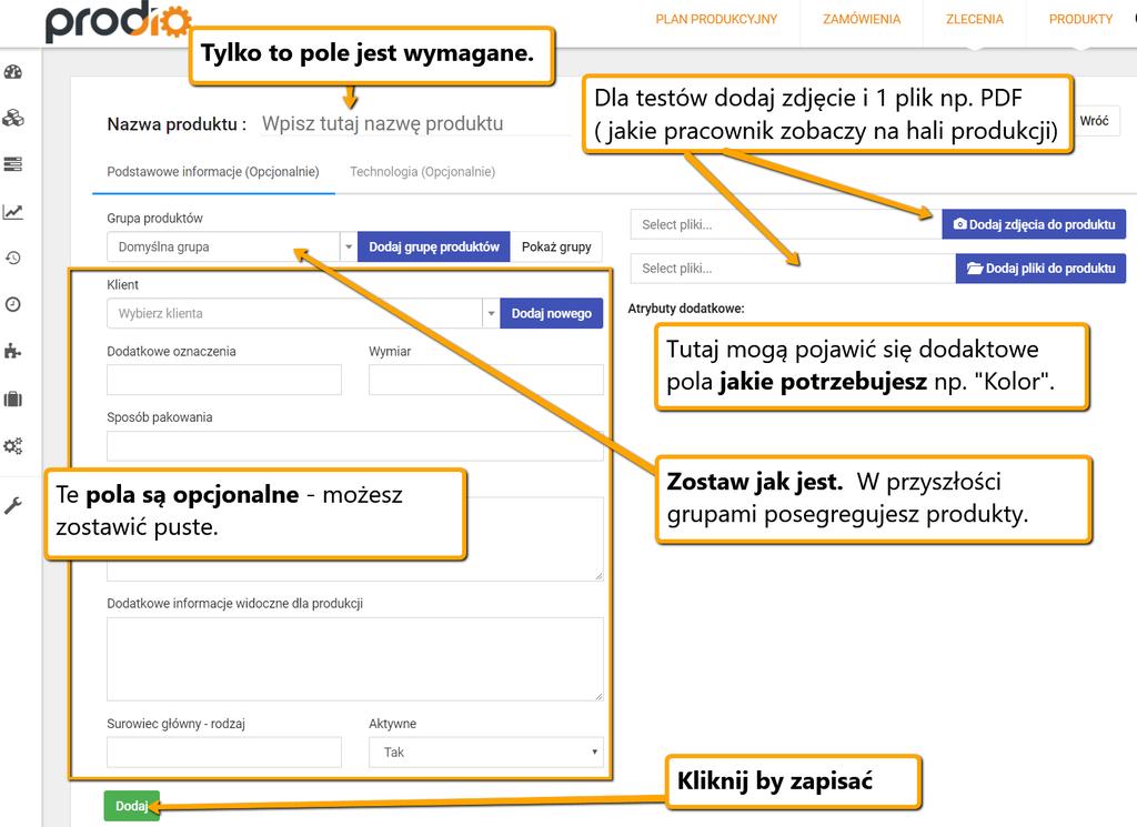 Najlepiej wpisz faktycznie produkowany przez Ciebie detal zachęcamy Cię do dodania zdjęcia i innych