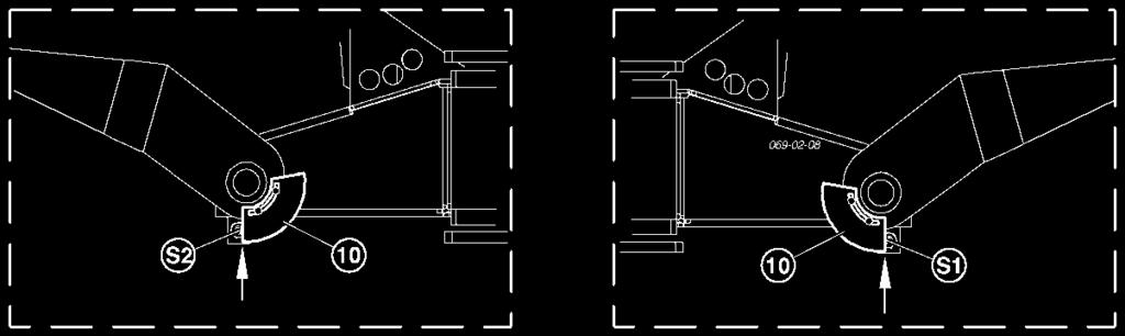 tak wysoko unieúê w gûrí obydwie belki koszπce, aø si ownik hydrauliczny zsunie sií do wymiaru "1100 mm" 3.