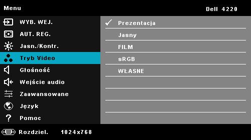 JASN./KONTR. Menu Jasność/Kontrast umożliwia regulację ustawień jasności/kontrastu projektora. JASNOŚĆ Użyj i w celu regulacji jasności obrazu. KONTRAST Użyj i w celu regulacji kontrastu wyświetlania.