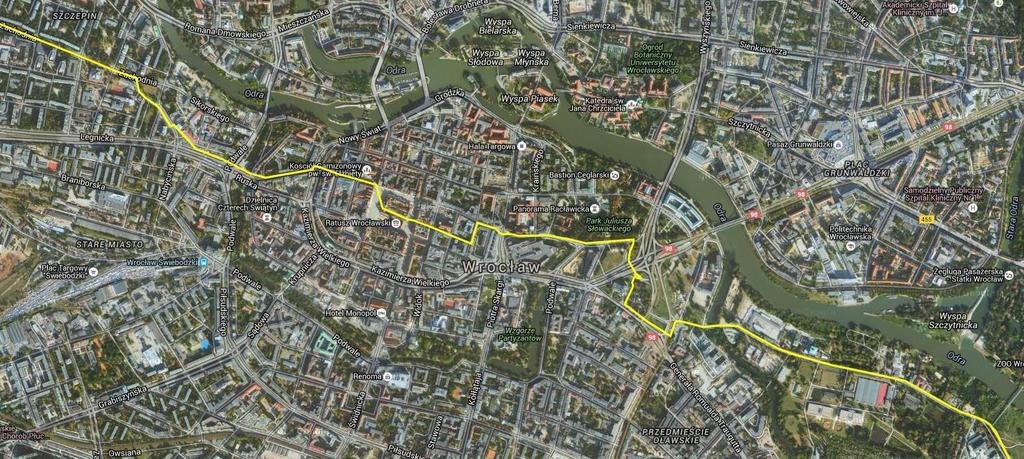 Poniżej mapa Wrocławia z zaznaczonym szlakiem Camino, czyli rozwiązanie zagadki!
