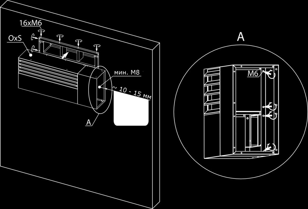Install OxC transition (from outside) with OXeN and seal connection with low-expansion foam or silicone.