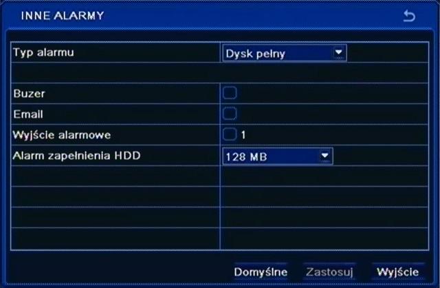 Instrukcja obsługi wer.1.3 KONFIGURACJA REJESTRATORA Po wybraniu przycisku Reakcja pojawi się poniższy ekran.