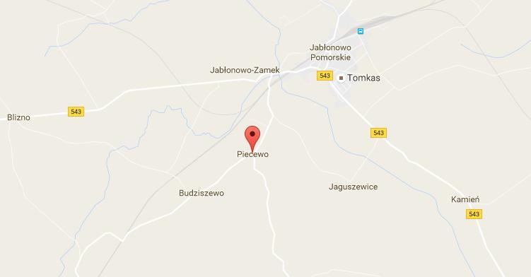 Rysunek 1. Lokalizacja miejscowości Piecewo (źródło: www.google.pl/maps).