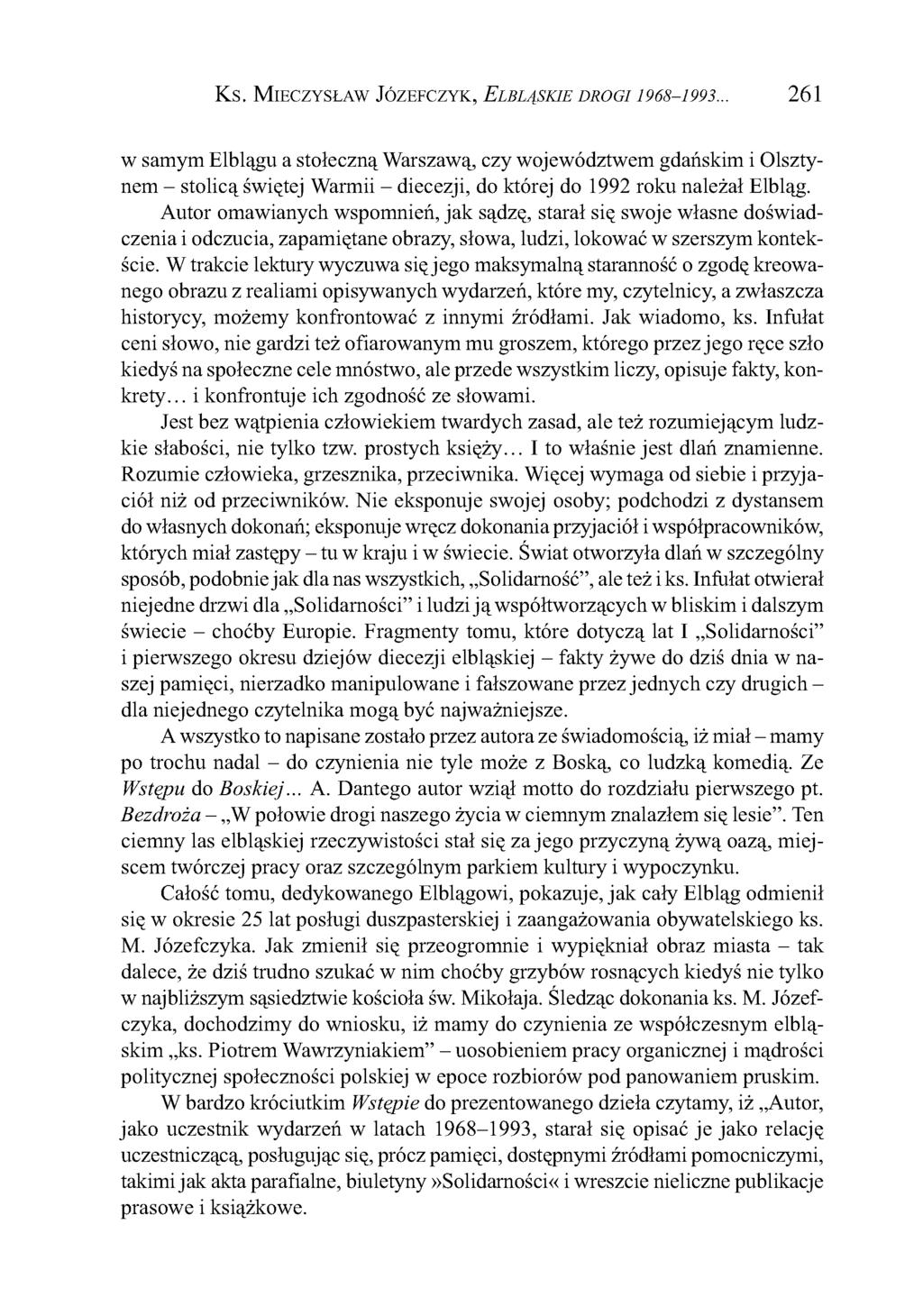 Ks. Mieczysław Józefczyk, E l b l ą s k i e d r o g i 1 9 6 8-1 9 9 3.
