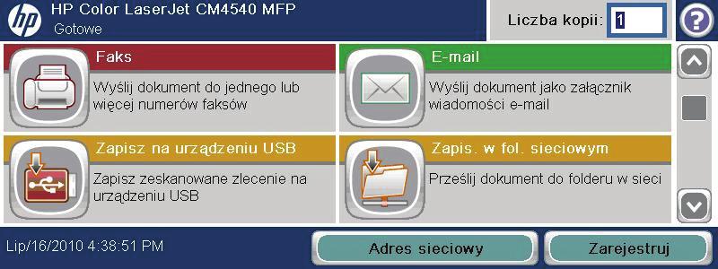 Wysyłanie zeskanowanego pliku do foldera sieciowego Urządzenie umożliwia zeskanowanie pliku i zapisanie go w folderze sieciowym.