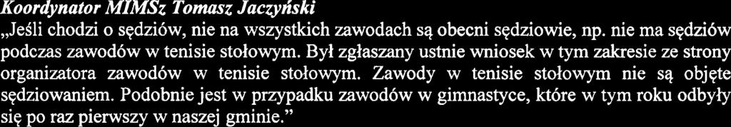 ",,rozumiem, ze nie mamy punktacji powiatowej." Koordynator MIMSz T omz Jaczyriski,,W ubieglym roku nie bylo punktacji powiatowej. W tym roku r6wniez nie mamy iadnej informacji w tym zakresie.