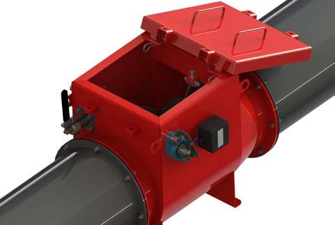 (otwarta/zamknięta). Instalacja B-FLAP I na rurociągu odciągowym DANE TECHNICZNE: Sygnalizacja jest realizowana przez mechaniczny czujnik położenia (zielona flaga).