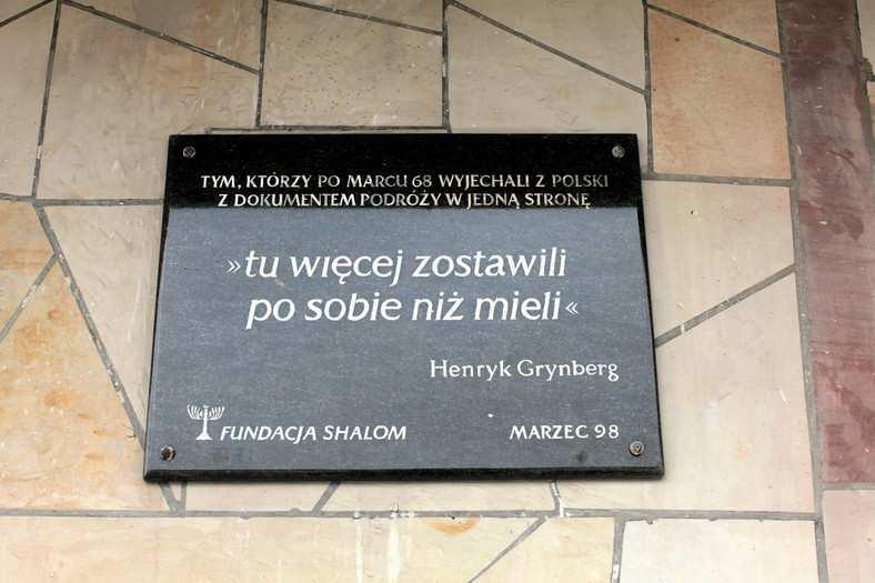 Foto: Tablica na dworcu Warszawa Gdańska E jak Emigracja (do Izraela) Wyjazd z Polski osób pochodzenia żydowskiego w wyniku kampanii atysemickiej. Kraj opuściło wtedy od 13 do 20 tysięcy ludzi.