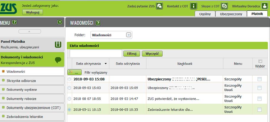 e-zla na Platformie Usług Elektronicznych ZUS www.zus.pl Gdy ustawisz subskrypcję, powiadomienia będą przychodziły do Ciebie zgodnie z ustawionymi preferencjami.