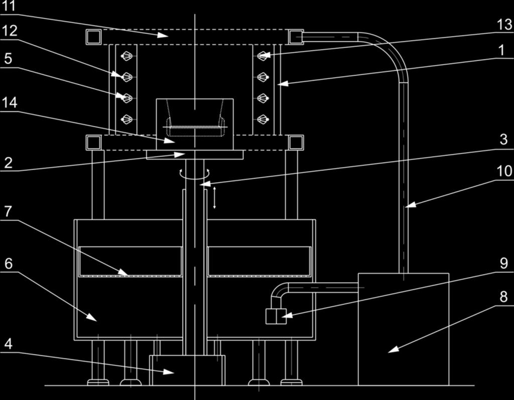A schematic of the equipment for ablation removing moulding sand and directional cooling of the casting Rys. 7. Zasada działania urządzenie do destrukcji formy i kontrolowanego chłodzenia odlewu Fig.