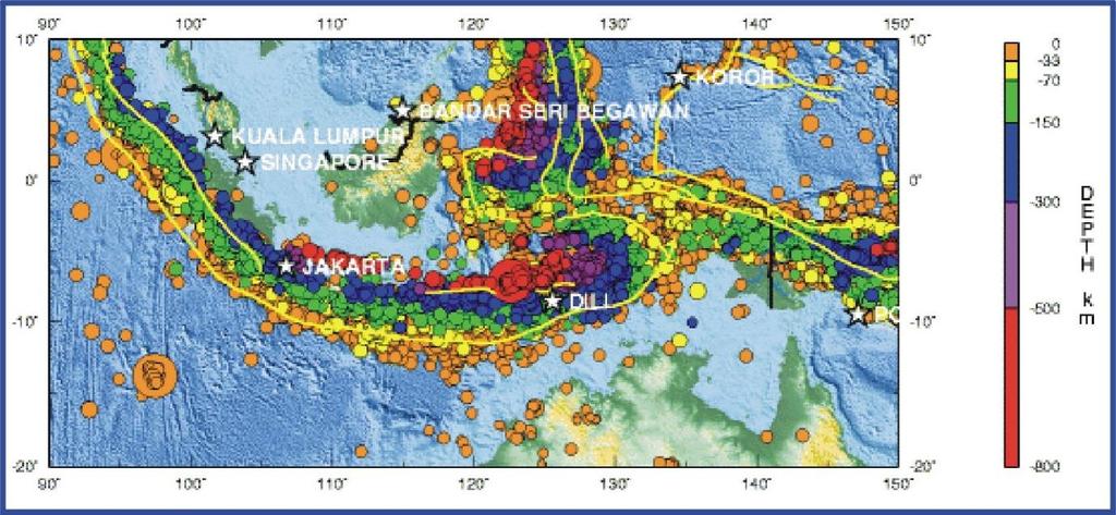 Sejsmiczność Indonezji 1990-2000 Źródło