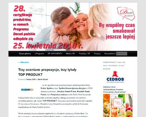 aktualności), - publikacje na blogu Programu (notatka o przyznaniu certyfikatu, notatki dot.