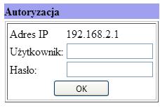 5. Połączyć się z poziomu przeglądarki internetowej z adresem IP konwertera LAN (patrz rys. 5, 6). Domyślne parametry logowania to: użytkownik: admin, hasło: system. Rys. 5. Wprowadzanie adresu IP konwertera w przeglądarce WWW Rys.