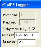 3. Wprowadzić właściwe ustawienia sieciowe. Pola Adres IP oraz Numer portu TCP należy wypełnić zgodnie z konfiguracją konwertera, ustawioną w p. 6.1. 4.