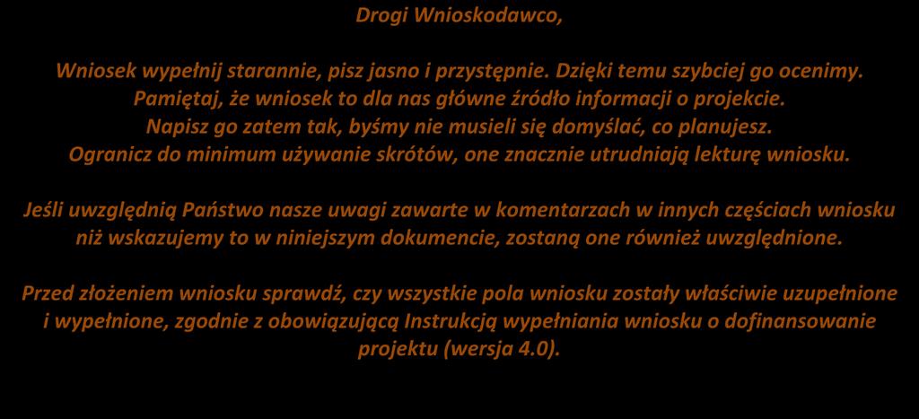 Załącznik nr 8 do Regulaminu konkursu - Rekomendacje IOK do wypełnienia wniosku o dofinansowanie.