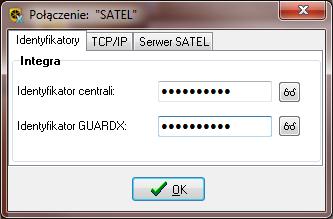 18 GUARDX SATEL Identyfikator GUARDX identyfikator komputera z programem GUARDX. Musi mieć 10 znaków (cyfry lub litery od A do F).