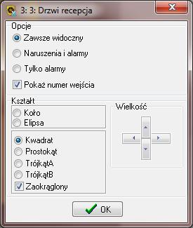 SATEL GUARDX 47 Rys. 30. Okno Właściwości dotyczące naniesionej na mapie czujki. Kształt w obszarze możesz zdefiniować parametry określające kształt wejścia wyświetlanego na mapie.