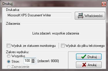 SATEL GUARDX 73 pomarańczowy zdarzenia z partycji będą wyświetlane. Kliknij dwukrotnie na pole, żeby zmienić jego kolor.