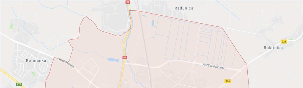 Rysunek 4. Układ dróg na terenie miasta Pruszcz Gdański. źródło: www.google.