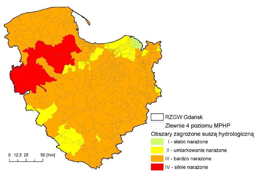 Rysunek 20. Mapa klas zagrożenia występowania zjawiska suszy rolniczej.